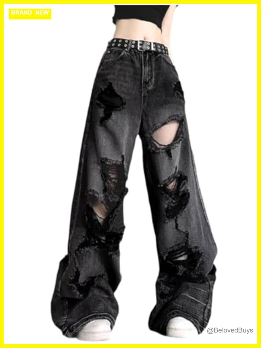 Baggy Jeans High Waisted Straight Leg Ripped Y2K Denim Pants